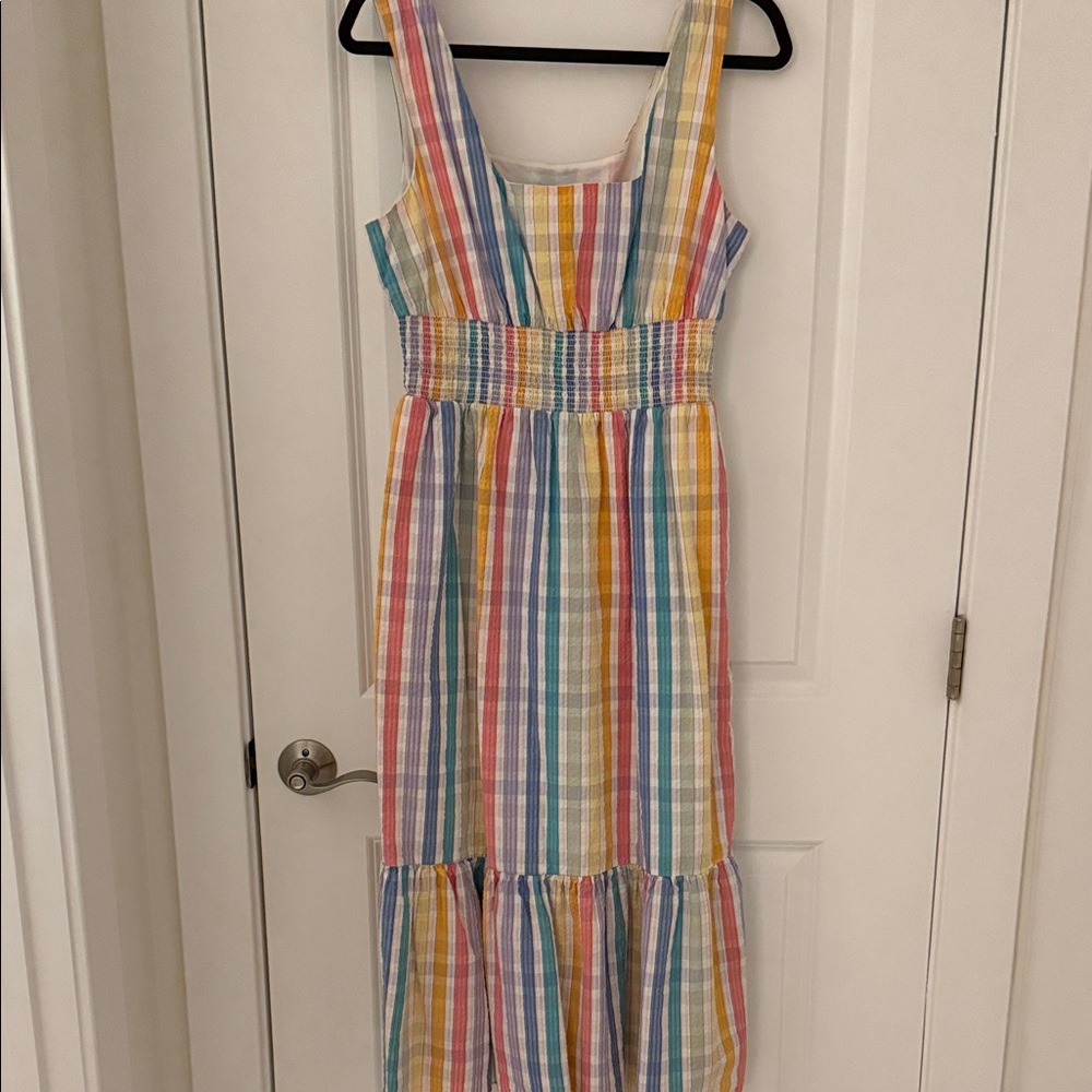 J. Crew Square-neck dress in rainbow gingham